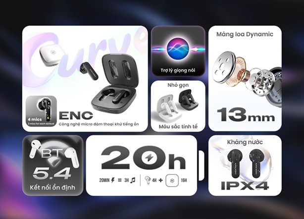Tai nghe Bluetooth Alpha Works Curve 100 chuyên nghiệp